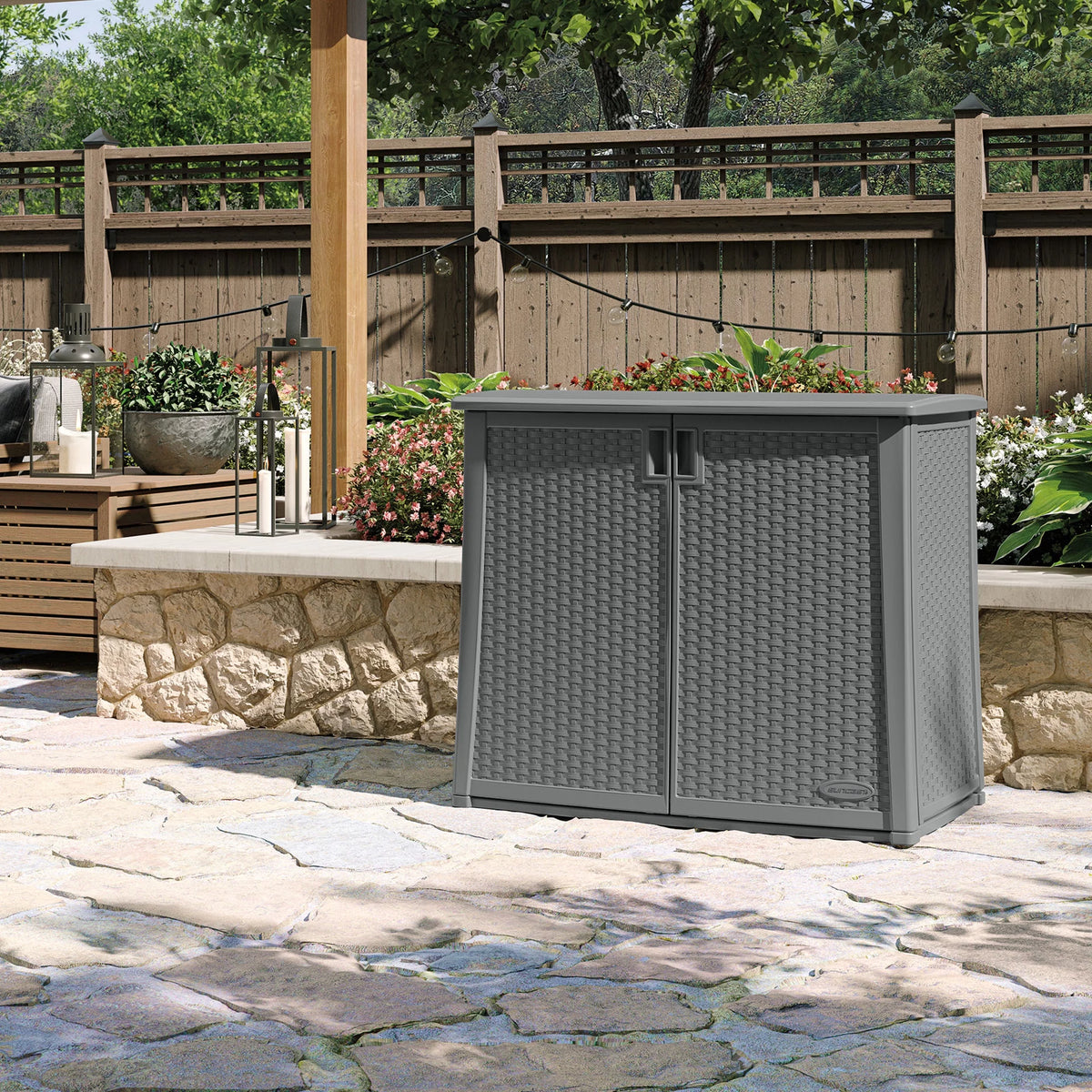 Outdoor Cabinet Deck Storage Box with Adjustable Shelf, 2 Pack D16394