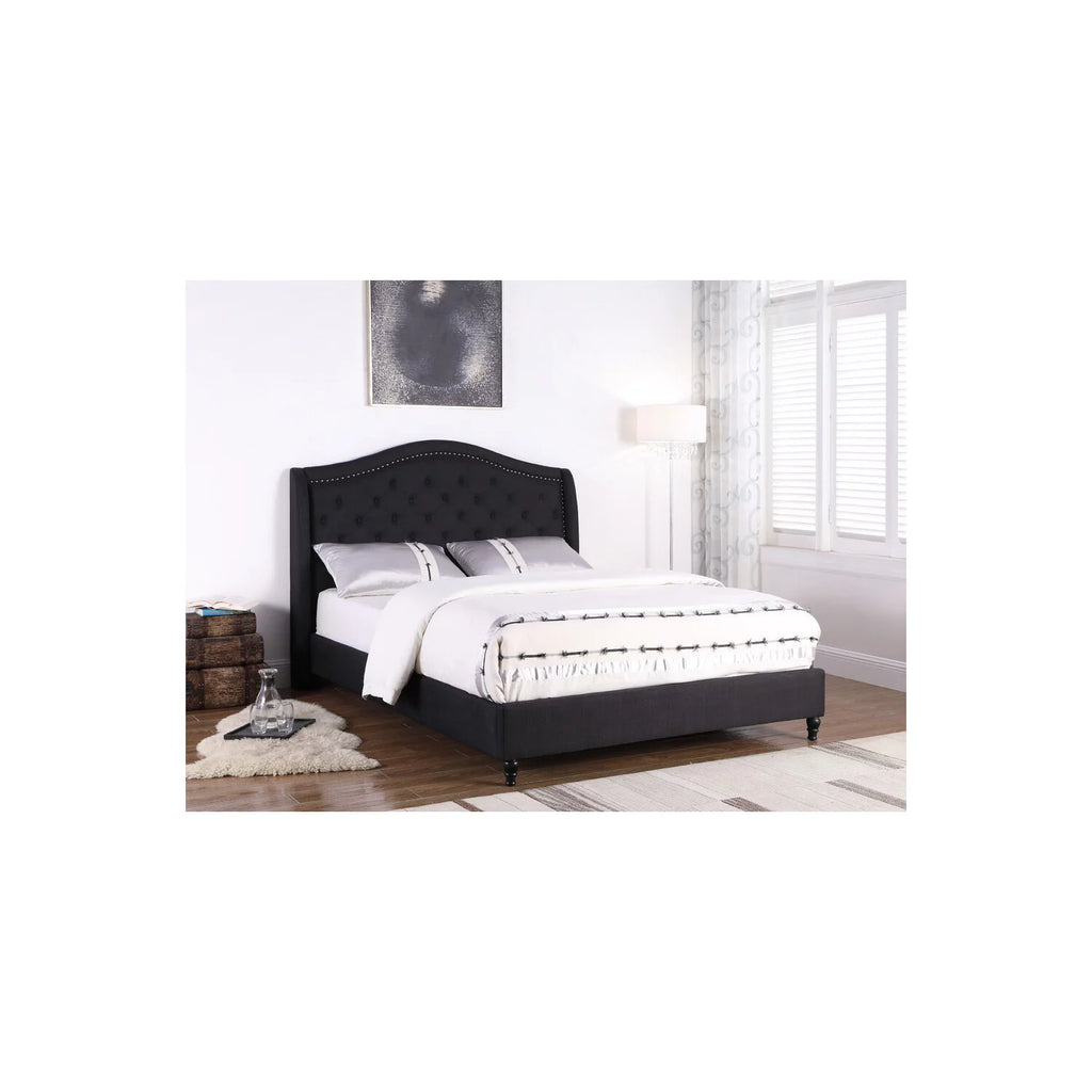 Black California King Tufted Upholstered Panel Platform Bed N91325