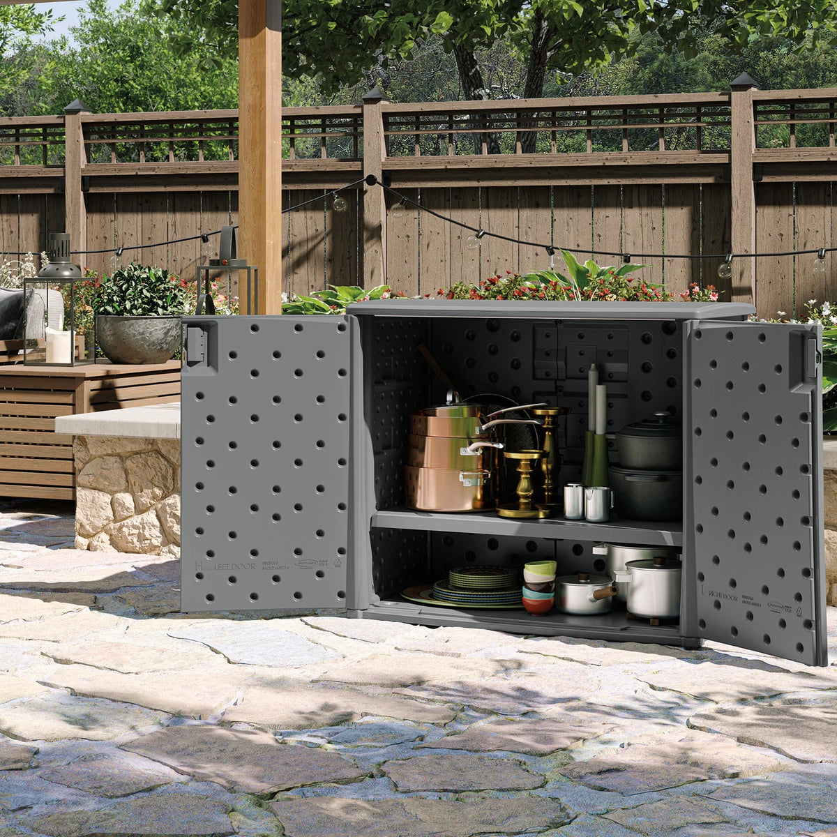Outdoor Cabinet Deck Storage Box with Adjustable Shelf, 2 Pack D16394