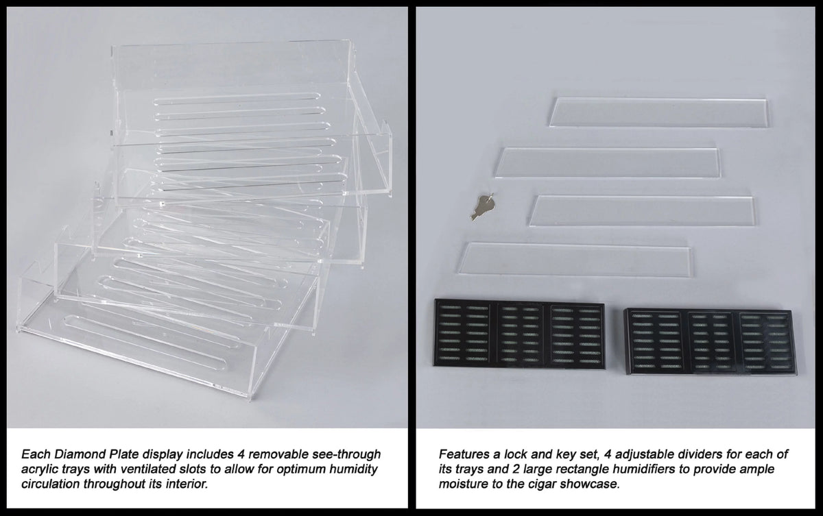 Countertop Display Humidor 250 Capacity Polished Metal Glass V20390