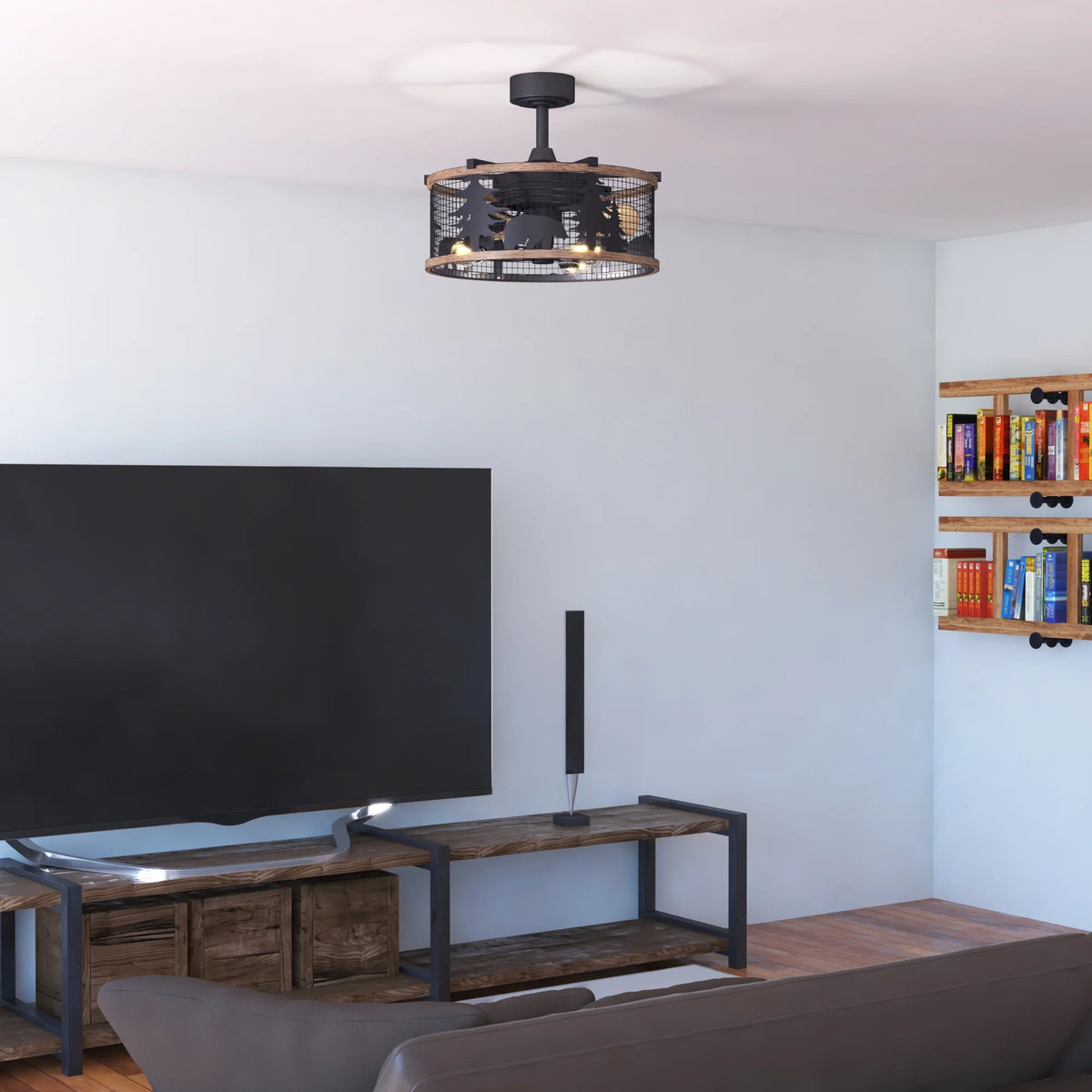 Bronze and Teak Rustic Indoor Ceiling Fan with Light Kit and Remote E622